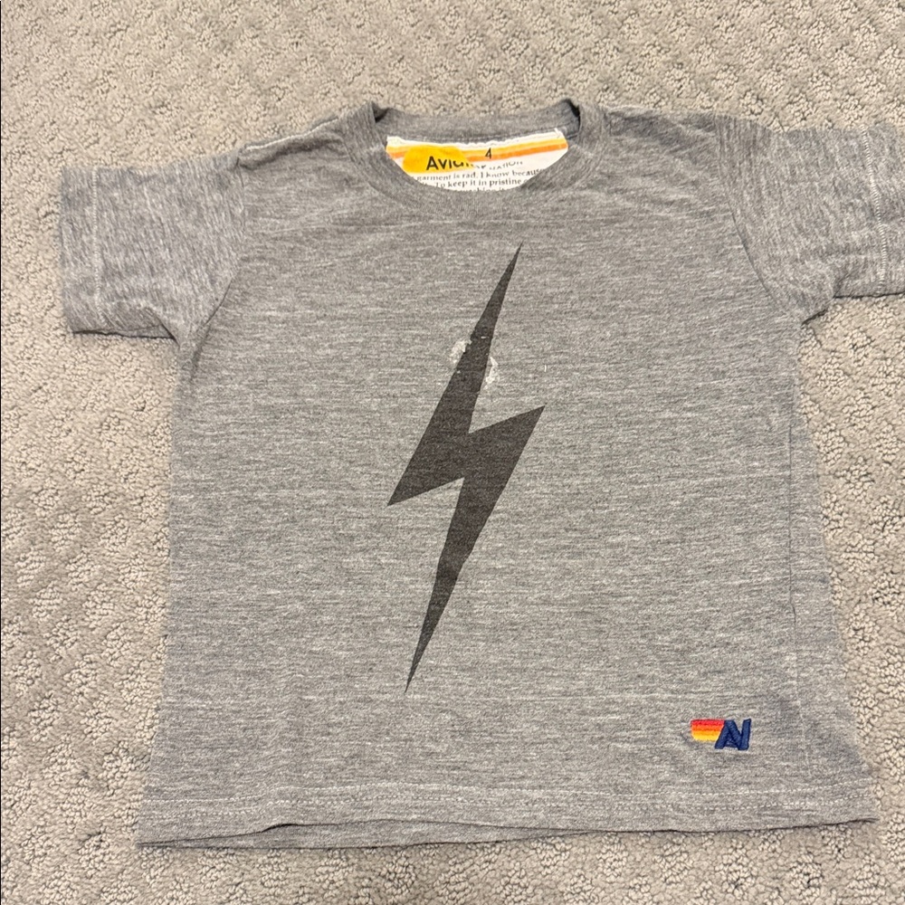 Aviator Nation Kids Gray Lightning Bolt Tee